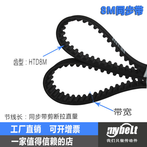 橡胶同步带 HTD8M608 S8M608 8M624 8M632 S8M632 8M648 橡胶皮带 - 图1