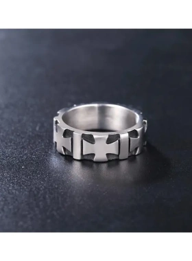 r0438-04  饰品 欧美个性复古朋克十字架男士钛钢戒指