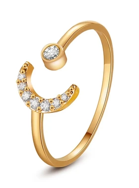热卖气质简约星星月亮戒指 经典款个性开口可调节食指指环女