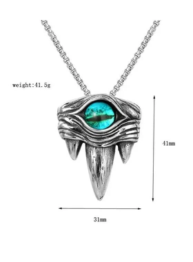 p0587-11新款不锈钢项链 野兽爪子獠牙钛钢宝石吊坠