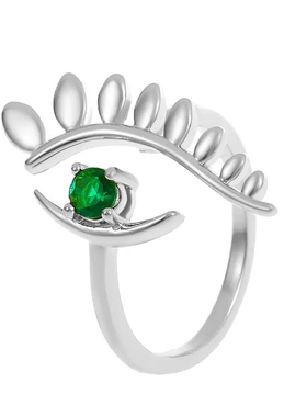 欧美ins戒指女 复古时尚微镶锆石几何开口食指戒眼睛戒子