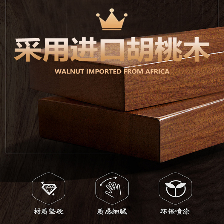 全实木床1米8双人床卧室家用胡桃木排骨架大床出租房用1米5单人床 - 图0