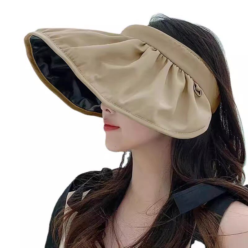 女夏季新款太阳帽韩版百搭防紫外线黑胶贝壳帽大檐遮脸防晒帽