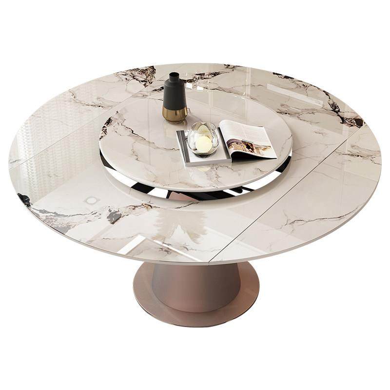 轻奢岩板旋转餐桌现代简约可伸缩内嵌转盘方圆两用小户型家用圆桌,淘宝优惠券,粉丝福利购,淘宝优惠卷