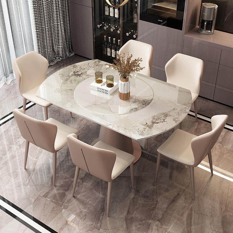 轻奢岩板旋转餐桌现代简约可伸缩内嵌转盘方圆两用小户型家用圆桌,淘宝优惠券,粉丝福利购,淘宝优惠卷