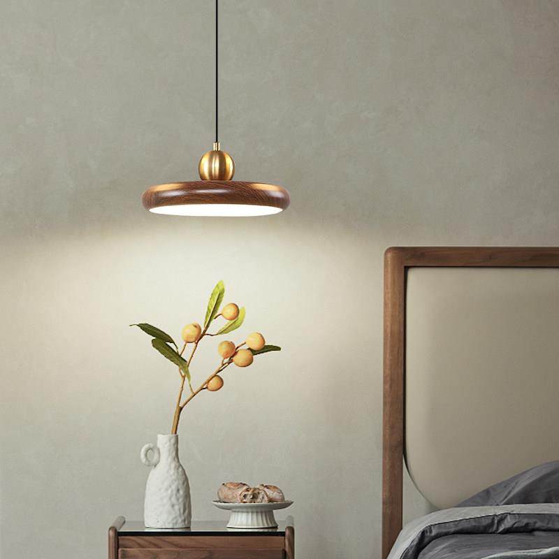 餐厅吊灯飞碟单头现代简约三头吧台吊灯茶室木纹灯卧室床头小吊灯,淘宝优惠券,粉丝福利购,淘宝优惠卷