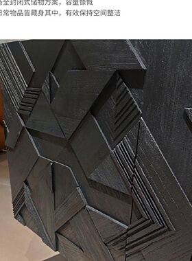 北欧表情全实木印尼进口比利时柚木雕花餐边柜黑色复古客厅电视柜