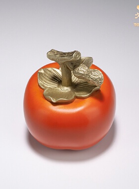 铜师傅黄铜喜柿发生创意摆件中式风格送礼用装饰品