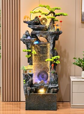 新中式假山喷泉流水摆件客厅玄关店铺办公室水景观家居装饰品批发