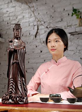 黑檀木雕妈祖神像雕刻摆件天后圣母海神妈祖像家居店铺保平安供奉