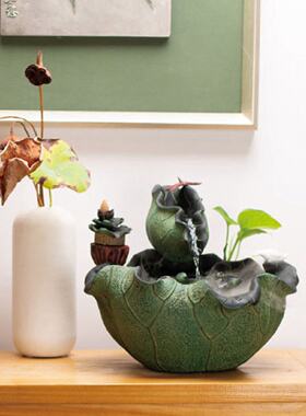 流水摆件鱼池新中式办公室桌面阳台装饰客厅茶桌水景摆设创意玄关