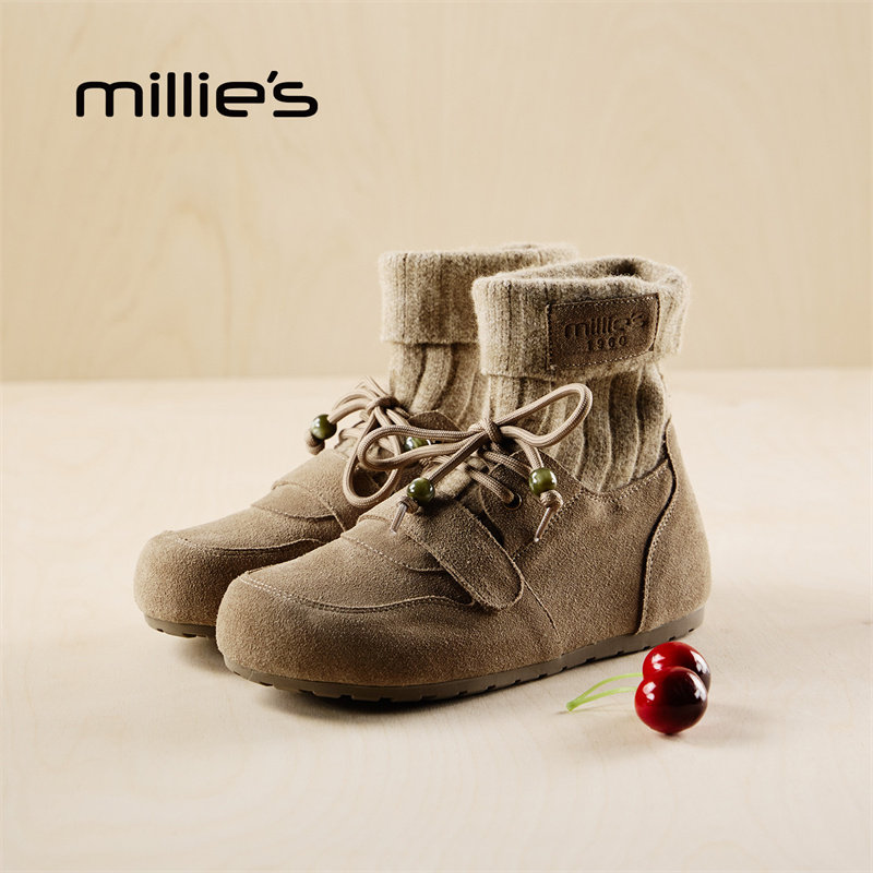 millies妙丽加绒弹力靴袜靴女靴冬季新款套筒雪地靴秋冬保暖短靴,淘宝优惠券,粉丝福利购,淘宝优惠卷