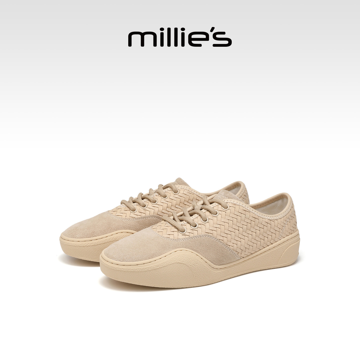 MILLIE'S/妙丽德训鞋女百搭平底编织休闲鞋运动女鞋2026春季新款,淘宝优惠券,粉丝福利购,淘宝优惠卷