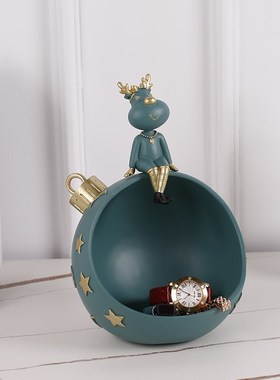 萌鹿钥匙收纳摆件女生房间桌面柜子首饰盒乔迁礼物小众卧室装饰品