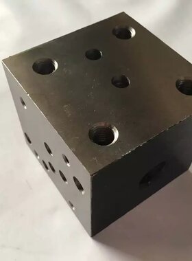 液压系统配标准件油路块六通经一加溢流阀可定做非标阀块华军液压