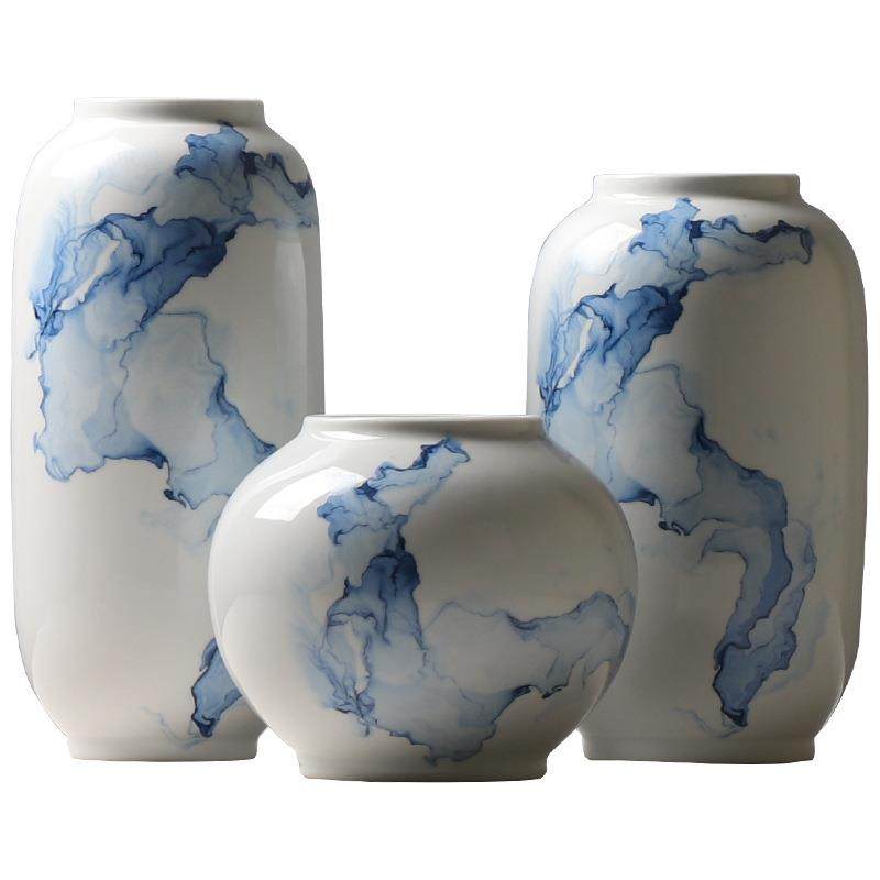 新中式青花流云陶瓷花瓶客厅创意插花装饰品电视柜吧台养鲜花摆件,淘宝优惠券,粉丝福利购,淘宝优惠卷