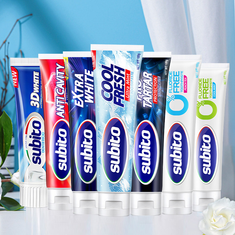 【自营】意大利进口舒比拓安心无氟牙膏成人水果茶香温和不含氟