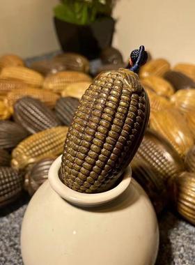 金丝楠木木雕金玉满堂手把件汽车挂件随身盘玩物摆件玉米把玩件