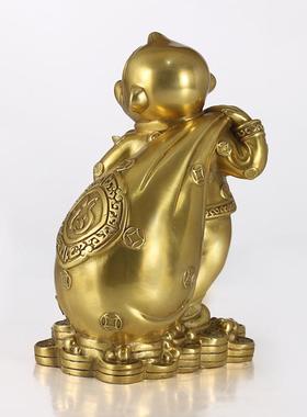 纯黄铜猴子摆件家居中式办公室桌面生肖猴装饰工艺品猴子家居摆件