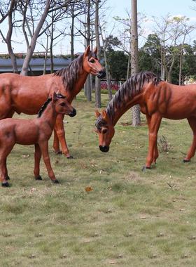 大型仿真白马摆件落地户外动物玻璃钢模型景区公园林商场美陈装饰