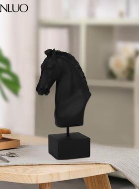 中式创意马头雕塑摆件家居样板房客厅书房软装家居装饰品搭配摆件