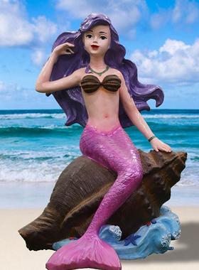 户外玻璃钢卡通美人鱼海洋游泳馆楼盘雕塑景观水池落地装饰大摆件