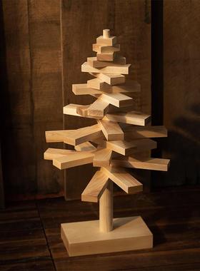 MUMO木墨 木条圣诞树 原创实木摆件圣诞节礼物氛围布置手工装饰品