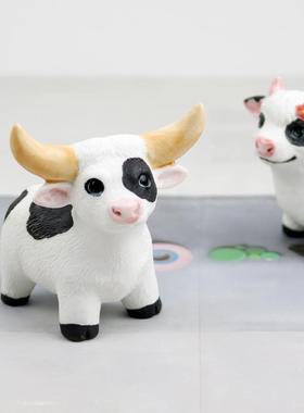 招财小萌牛陶瓷摆件创意家居饰品可爱公母牛车载摆设办公桌面礼物