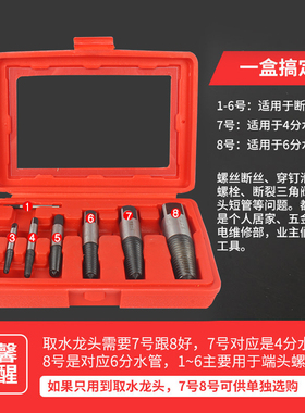钢拓断丝取出器断头螺丝四六分 水管断管水龙头角阀螺丝反牙工具