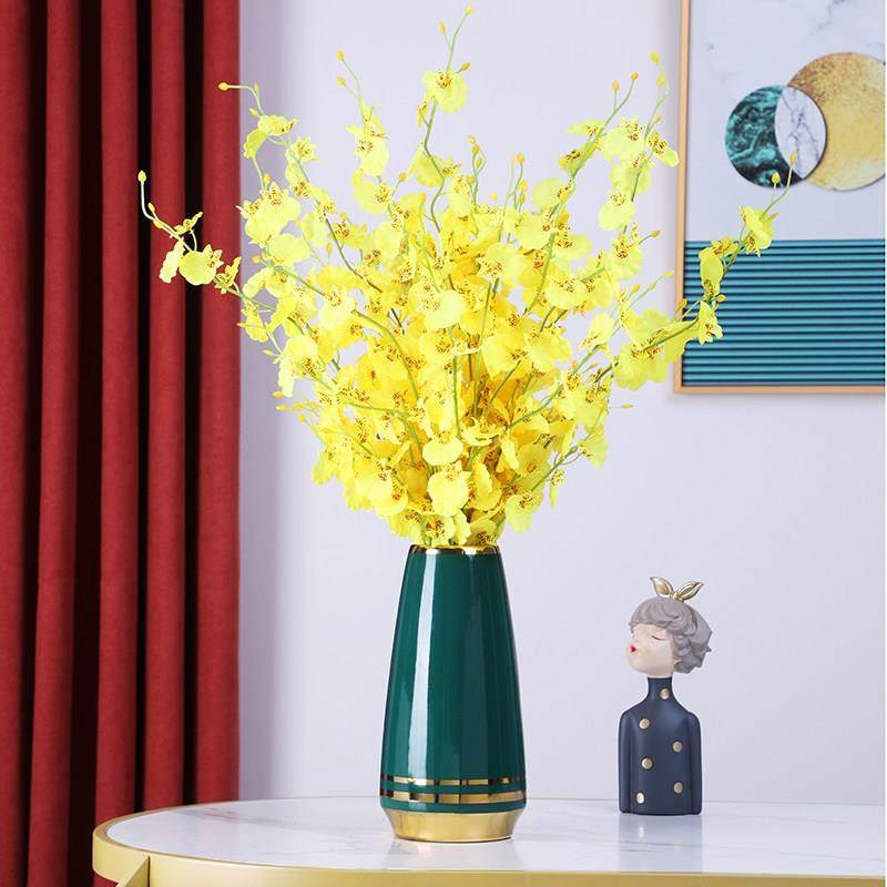 黄色跳舞兰彷真花艺客厅电视柜花束家居装饰花假花插花瓶套装摆设,淘宝优惠券,粉丝福利购,淘宝优惠卷