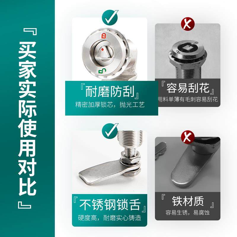 MS816三角四角304不锈钢压缩可调伸缩手柄转舌锁配电箱配电柜门锁 - 图2