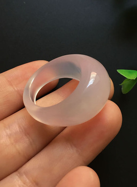 天然白冰玛瑙宝玉石扳指水滴玉髓戒指男女情侣食指个性简约指环