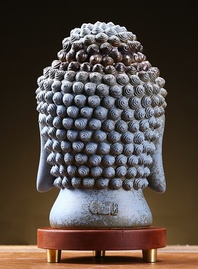 中式阿弥陀佛头摆件佛首茶室佛陀家居客厅博古架装饰鱼缸造景摆设