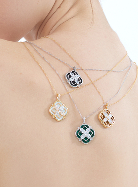 JOOMILIM茱蜜商场同款立体拼接项链女S925银饰小众四叶草轻奢送礼