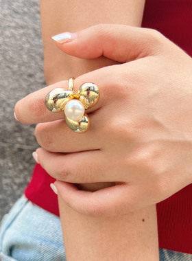 JOOMiLiM茱蜜商场同款阿蕾西斯戒指复古百搭设计感仿珍珠轻奢精致