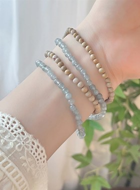 十里间【清欢】文艺天然石木质新中式手链百搭少女多层手串