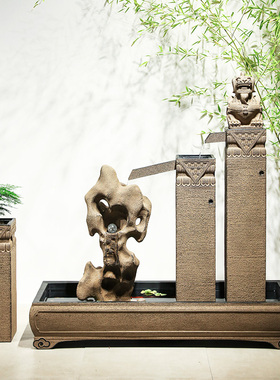 大型流水摆件水系装饰花园造景落地景观中式庭院户外仿古假山鱼池