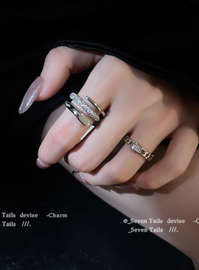 两件套轻奢小众设计开口高级感戒指女时尚个性网红精致食指指环