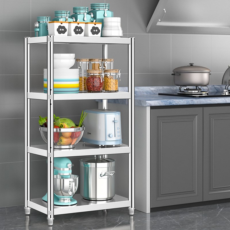 不锈钢厨房置物架落地多层微波炉烤箱收纳小架子家用储物货架锅架 - 图2