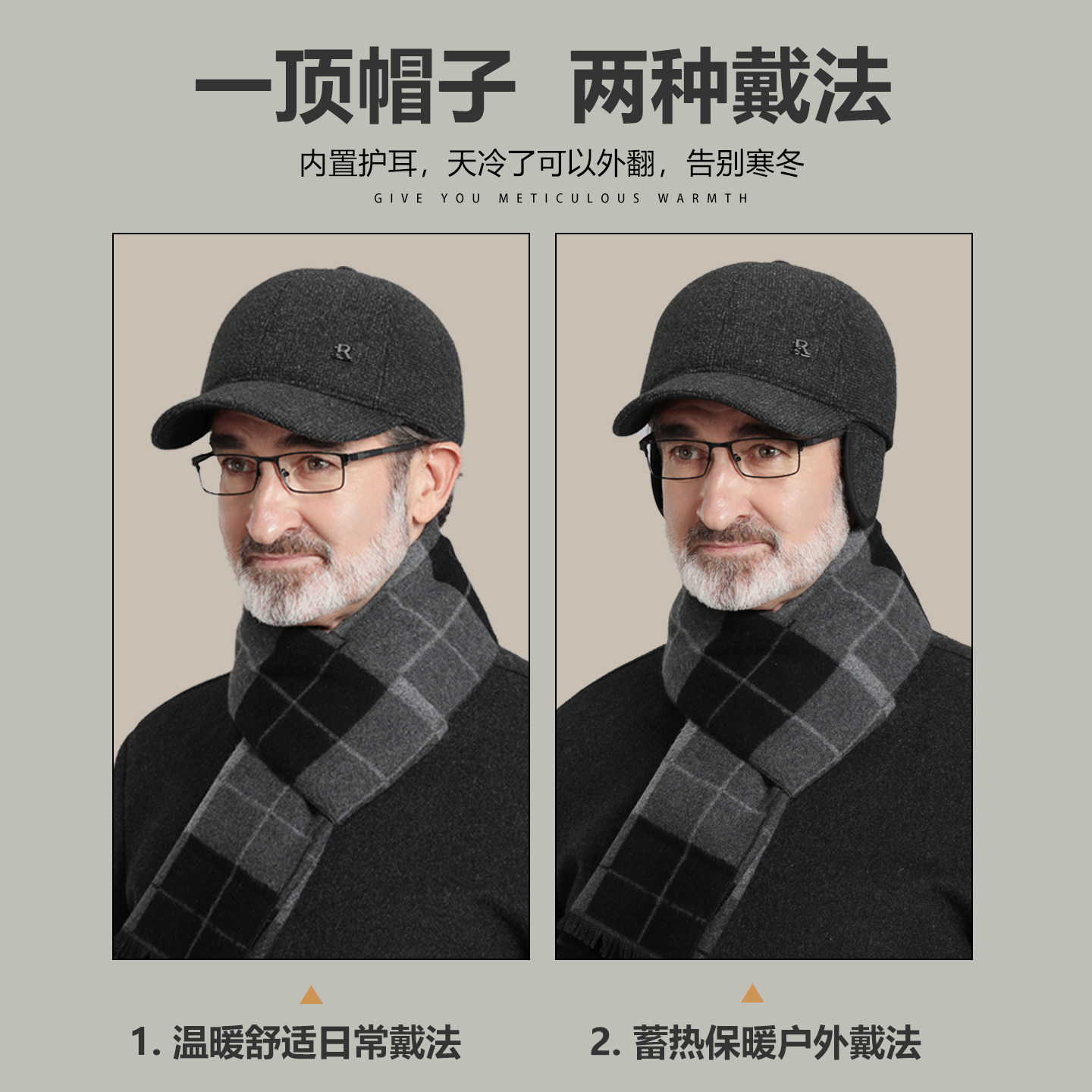 帽子男士冬季爸爸大头围棒球帽中老年人爷爷护耳防寒保暖鸭舌帽男,淘宝优惠券,粉丝福利购,淘宝优惠卷