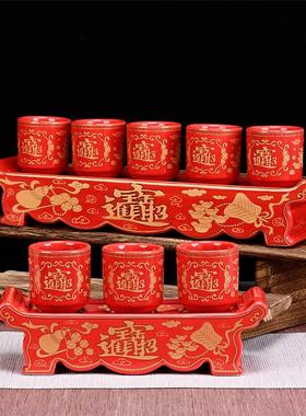 供酒杯 财神爷酒杯关公佛堂酒杯三供杯佛龛净水杯莲花杯祖先敬酒