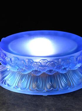 椭圆发光琉璃双层莲花底座摆件居家客厅家用摆放供佛台座佛具用品