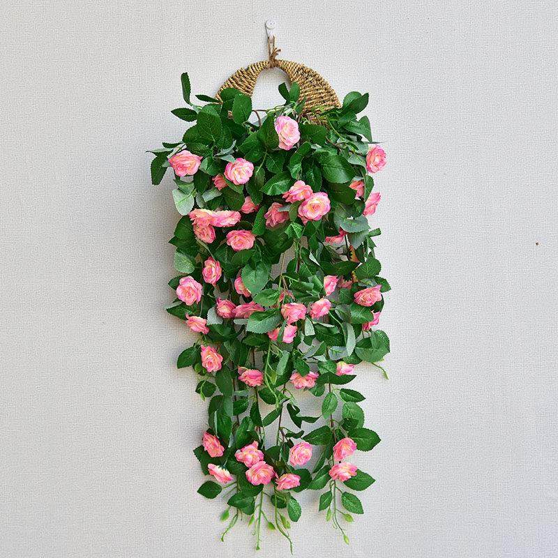 墙面装饰仿真花束玫瑰花藤客厅墙上壁挂式装饰花仿真绿萝假花套装,淘宝优惠券,粉丝福利购,淘宝优惠卷