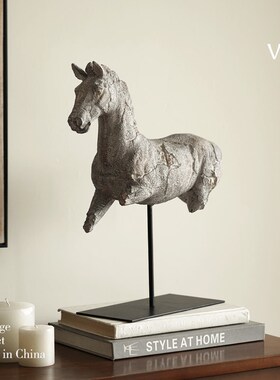 梵其【一马当先】侘寂风抽象艺术马雕塑摆件样板间酒店玄关装饰品