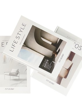 简约风英文样板房装饰仿真书售楼处假书摆件软装饰品可翻页道具书