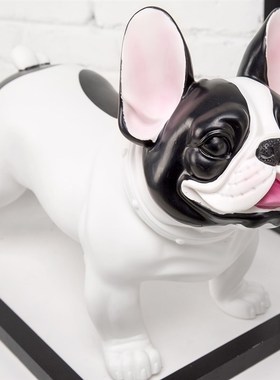 法国斗牛犬展架摆件仿真狗模型橱窗摄影道具客厅桌面装饰乔迁礼物