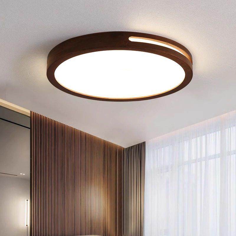 新中式实木客厅主卧室胡桃木LED吸顶灯书房饭厅房间中古简约灯具,淘宝优惠券,粉丝福利购,淘宝优惠卷