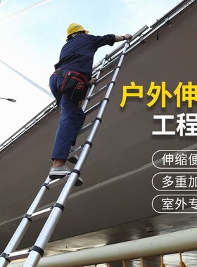 德国进口升降折叠直梯加粗加厚多功能伸缩梯子家用便携不锈钢室内