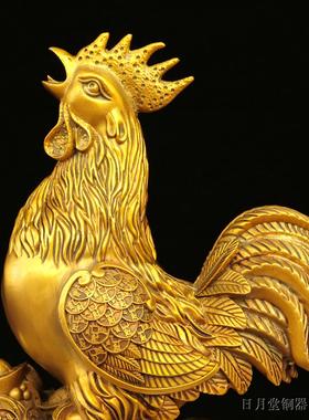 纯铜金鸡聚财大公鸡生肖鸡聚宝盆雄鸡打鸣金钱鸡家用客厅卧室摆件