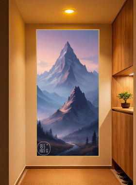 吾璨巍峨雪峰山水风景墙贴渐变光影客厅玄关墙面装饰画意境贴画